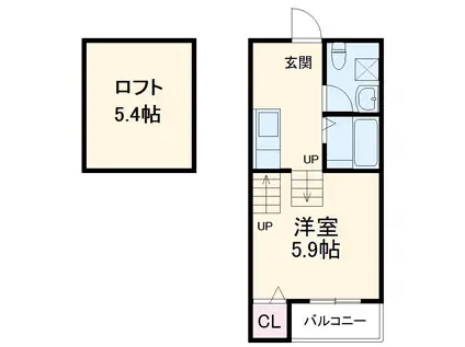ハーモニーテラス広住町(1K/1階)の間取り写真