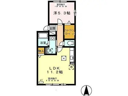 カサ フローレス(1LDK/2階)の間取り写真