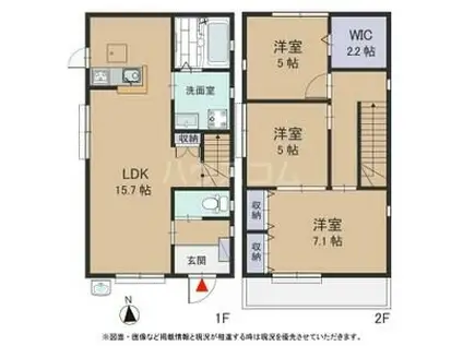 関西本線 蟹江駅 徒歩10分 2階建 築11年(3LDK)の間取り写真