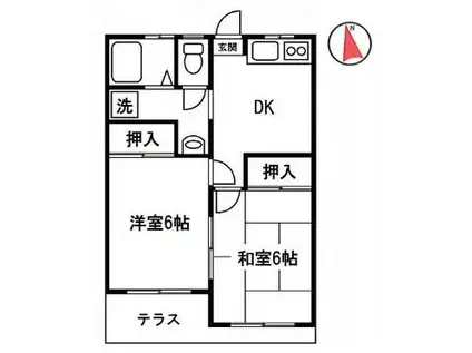 向南コーポ(2DK/1階)の間取り写真