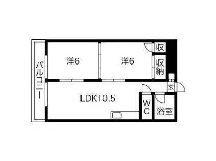 シャトー松葉(2LDK/1階)の間取り写真