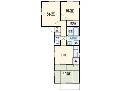 ヴィオラ檜(3DK/2階)の間取り写真