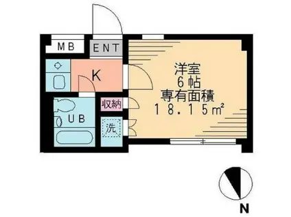 中目黒五番館(1K/1階)の間取り写真
