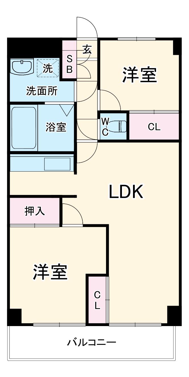 グランシャリオ(2LDK/1階)の間取り写真