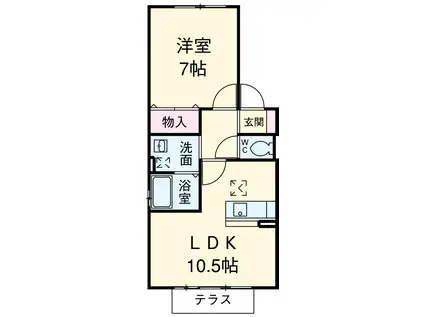 ヴェルヴィルI(1LDK/1階)の間取り写真