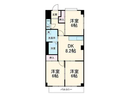 リヒテン山崎(3DK/4階)の間取り写真