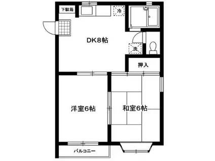 ラ・フルール夏山(2DK/2階)の間取り写真