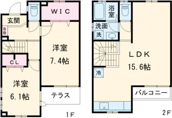 ラフィーネ深沢(2LDK)の間取り写真