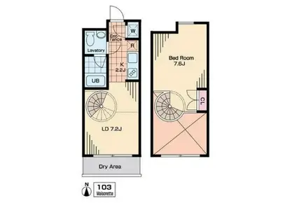 KTテラス(1LDK/1階)の間取り写真