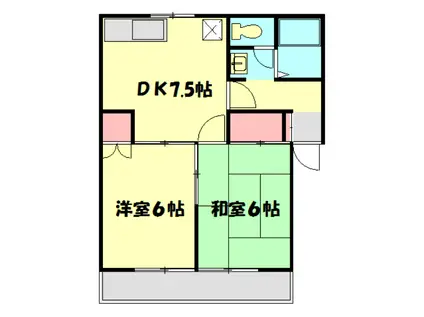 メゾンヤマダ(2DK/1階)の間取り写真