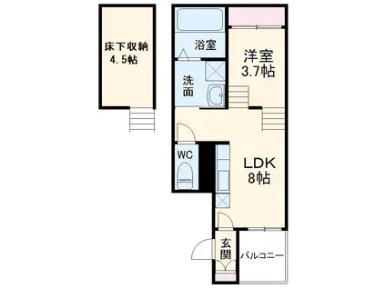 ハーモニーテラス八熊Ⅱ(1LDK/1階)の間取り写真