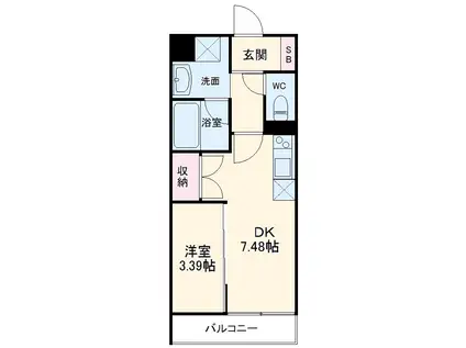 AXIA八熊(1DK/2階)の間取り写真