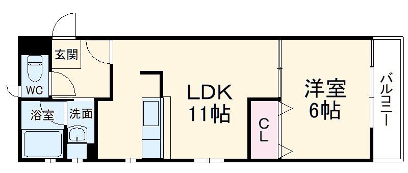 ウィスタリア荒子(1LDK/3階)の間取り写真