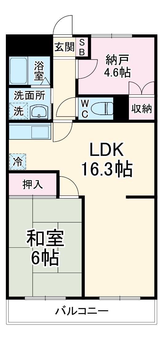 サニーレジデンス平塚Ⅰ(1SLDK/3階)の間取り写真
