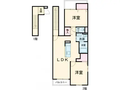 アイフラット日新Ⅱ(2LDK/2階)の間取り写真