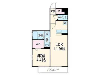 メゾン新守西(1LDK/2階)の間取り写真