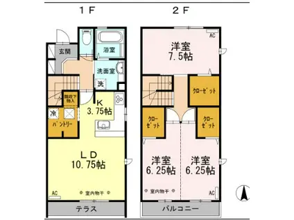 東京都浅草線 中延駅 徒歩2分 2階建 築11年(3LDK)の間取り写真