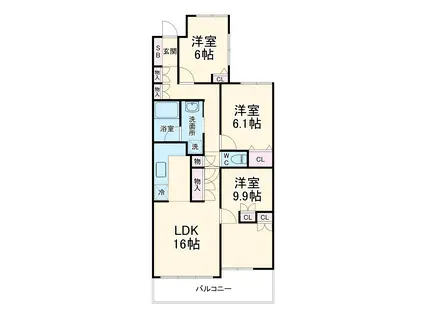 高蔵寺ガーデンスクエア(3LDK/10階)の間取り写真
