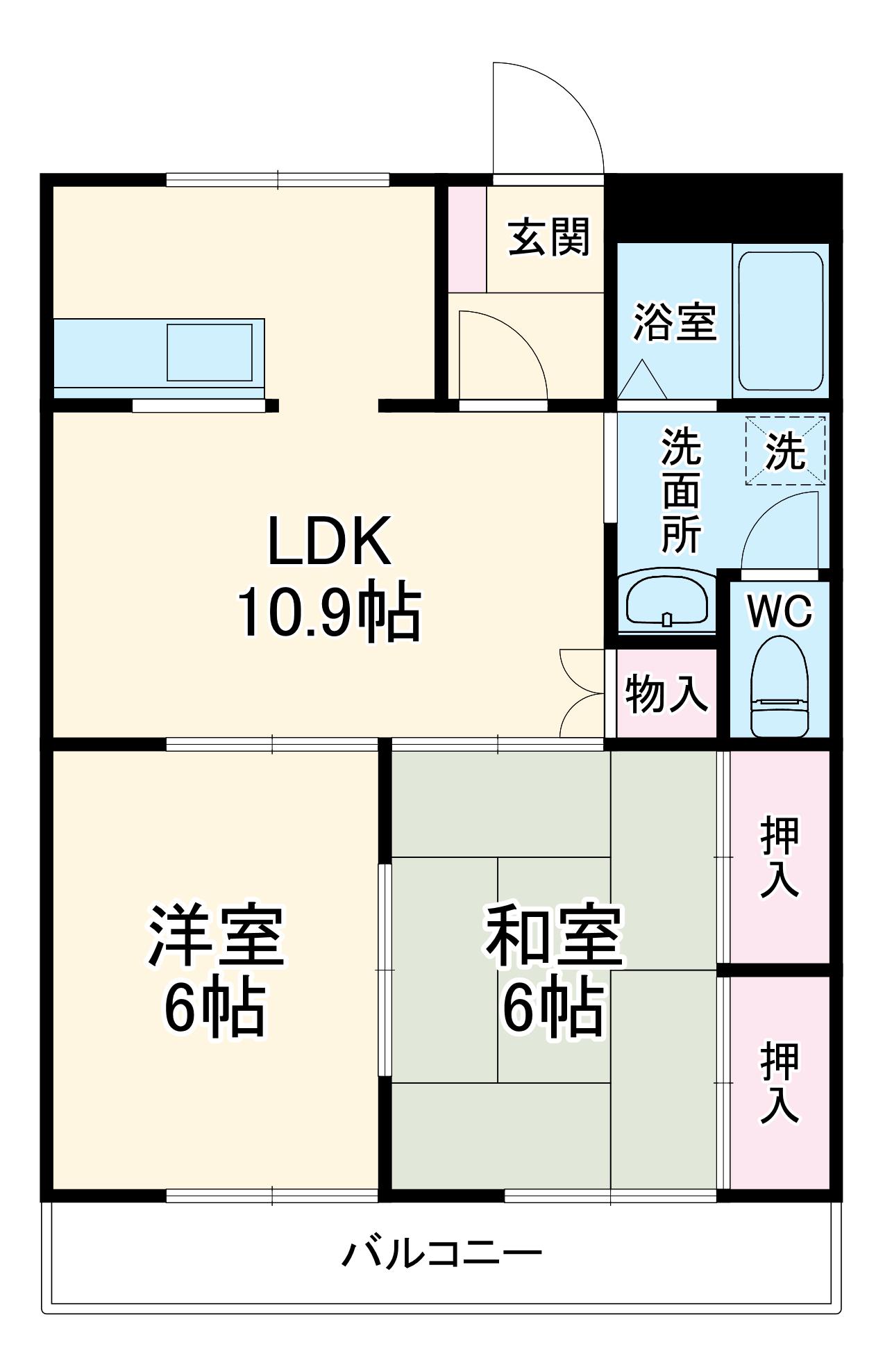 ネオキャッスルA(2LDK/3階)の間取り写真