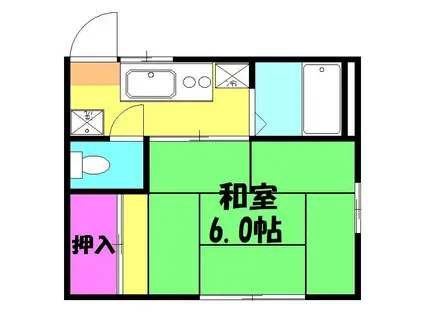 志木ハウス(1K/2階)の間取り写真