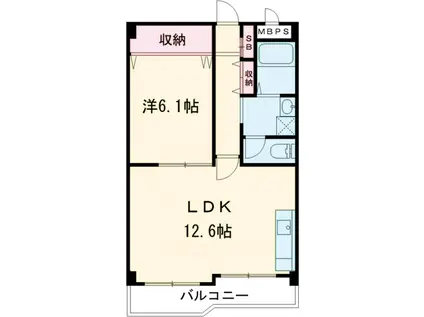 桂グランドハイツ(1LDK/4階)の間取り写真