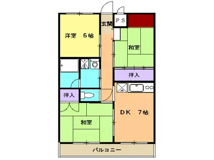 エクセル橋本(3DK/3階)の間取り写真