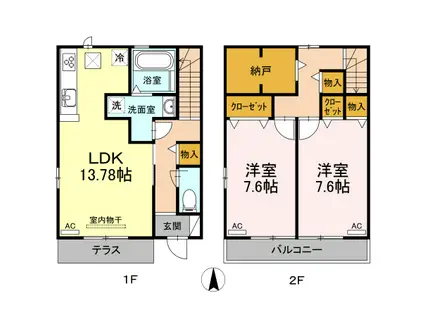 ルミエールＳ(2LDK)の間取り写真
