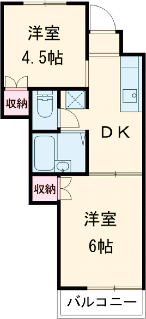 メゾンイサム(2DK/2階)の間取り写真