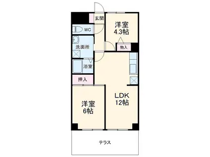 アーバンスプラザイシワタ3(2LDK/1階)の間取り写真
