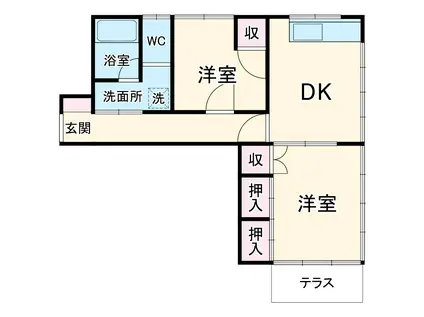 末永町貸家(2DK)の間取り写真