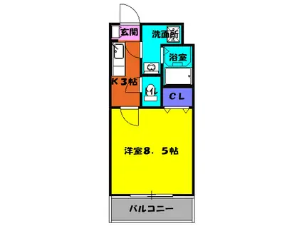 グリンデル ワルト(1K/4階)の間取り写真