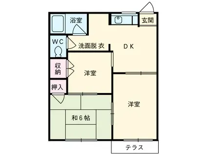 ピアース赤堀南町(3DK/2階)の間取り写真