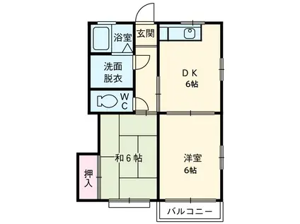 ラポアールK(2DK/2階)の間取り写真