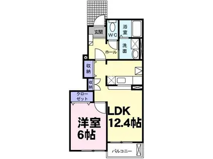 メリディオⅠ(1LDK/1階)の間取り写真