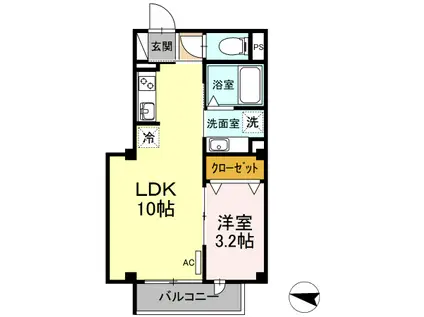 プロムナード西高蔵(1LDK/1階)の間取り写真