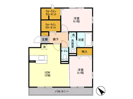イリアンソスⅠ(2LDK/3階)の間取り写真
