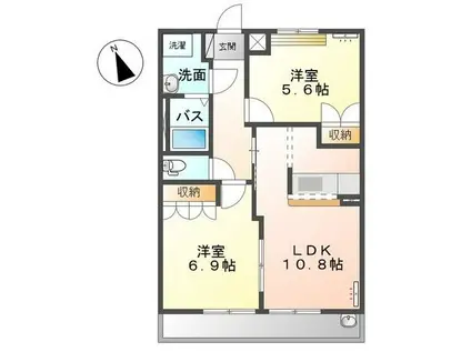 エレガンスⅢ(2LDK/1階)の間取り写真