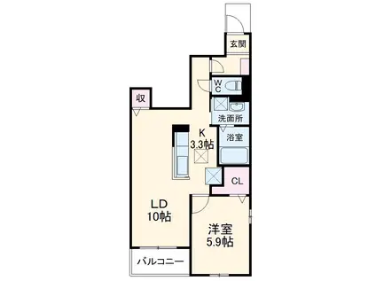 パレスアリオン佐倉Ⅲ(1LDK/1階)の間取り写真