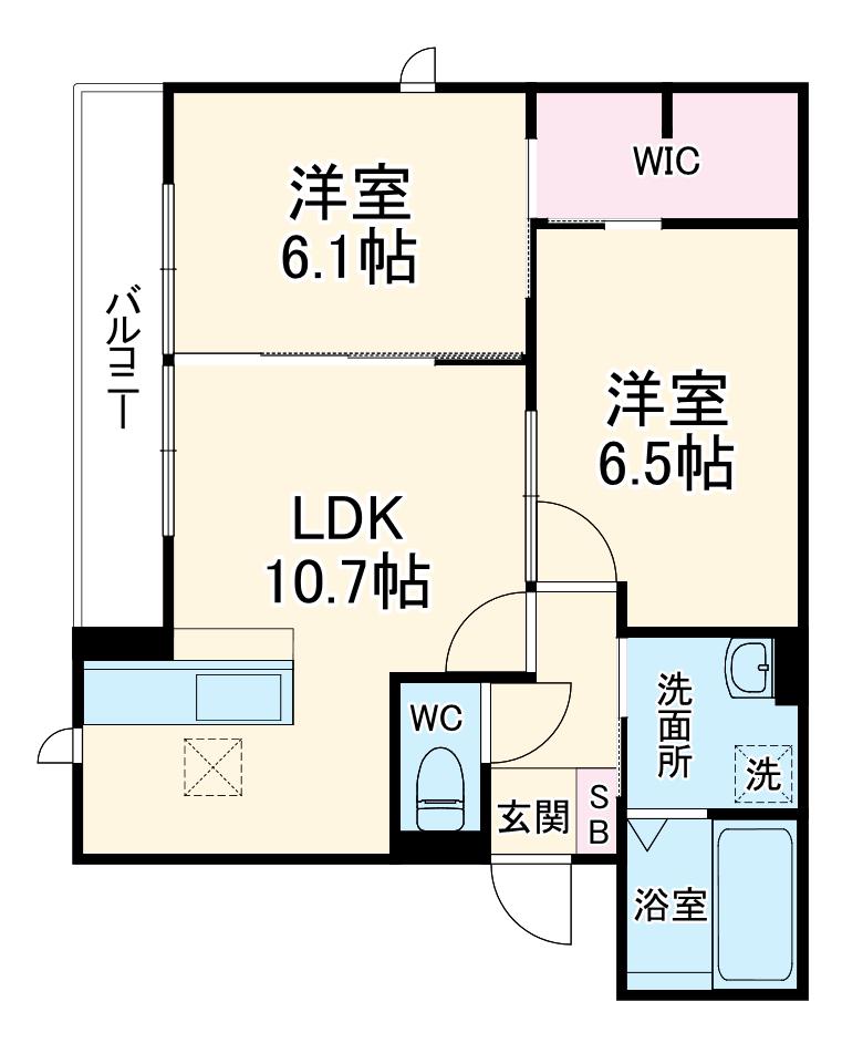 プルミエール大宮七里A(2LDK/1階)の間取り写真