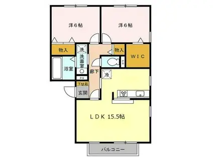 オーク・ヴィレッジ壱番館(2LDK/2階)の間取り写真