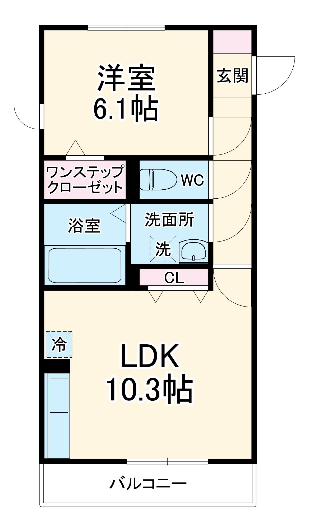 ボヌール四季Ⅱ(1LDK/3階)の間取り写真