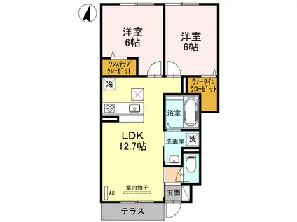 コンフォールブラン(2LDK/1階)の間取り写真