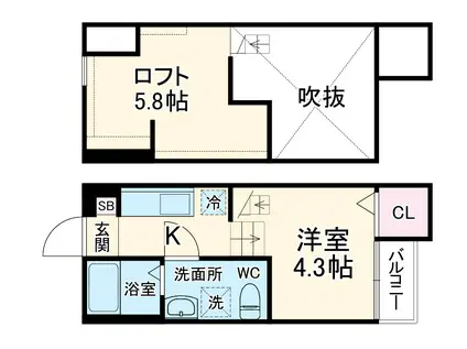 LA FLORE(ワンルーム/1階)の間取り写真