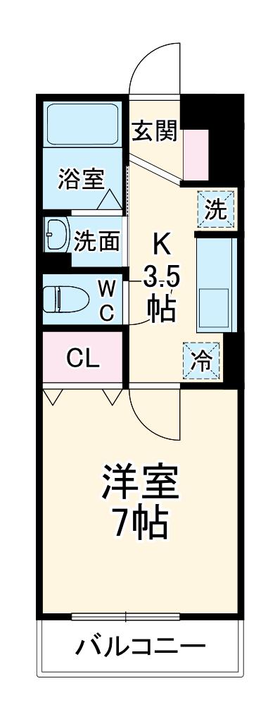 オークヒル大成(1K/3階)の間取り写真