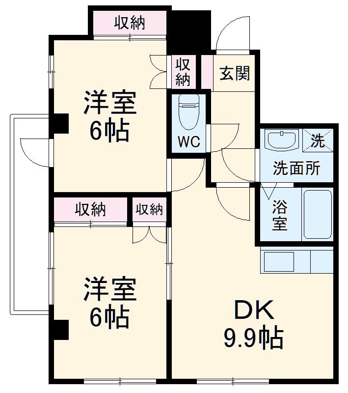 パスタⅡ(2DK/6階)の間取り写真