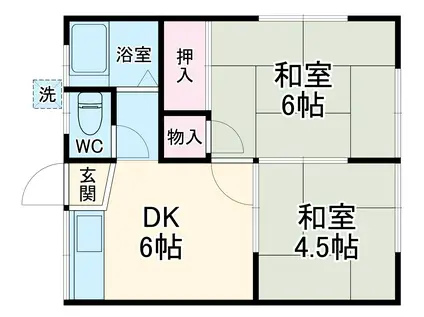 香陽荘(2DK/2階)の間取り写真