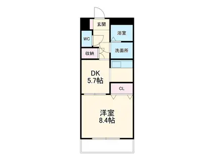 サンフィット(1DK/4階)の間取り写真