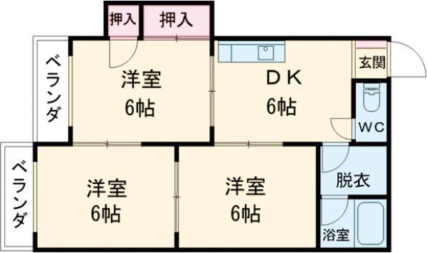 ハイツマロン(3DK/3階)の間取り写真