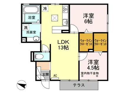マカロン(2LDK/1階)の間取り写真