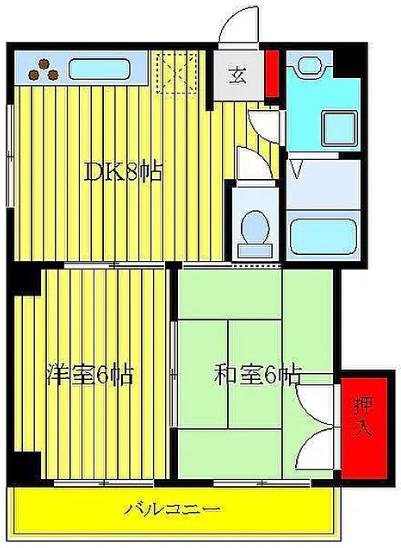 メゾンドラモーヌ(2DK/2階)の間取り写真